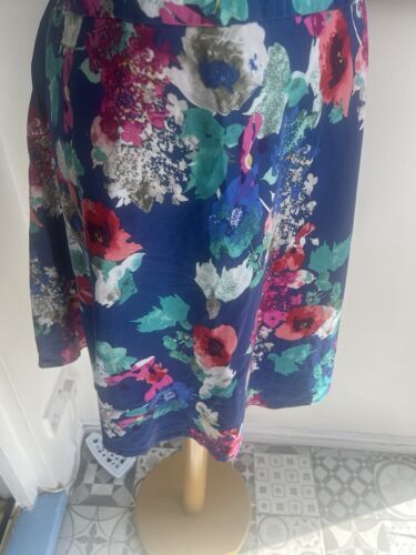Ladies Joe Browns Blue Floral Print Prom Style Dress Size 18 Short Fit N Flare - Picture 3 of 6