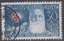 SWITZERLAND Sc # B48 HI-VAL USED - 100th ANN BIRTH of JEAN HENRI DUNANT