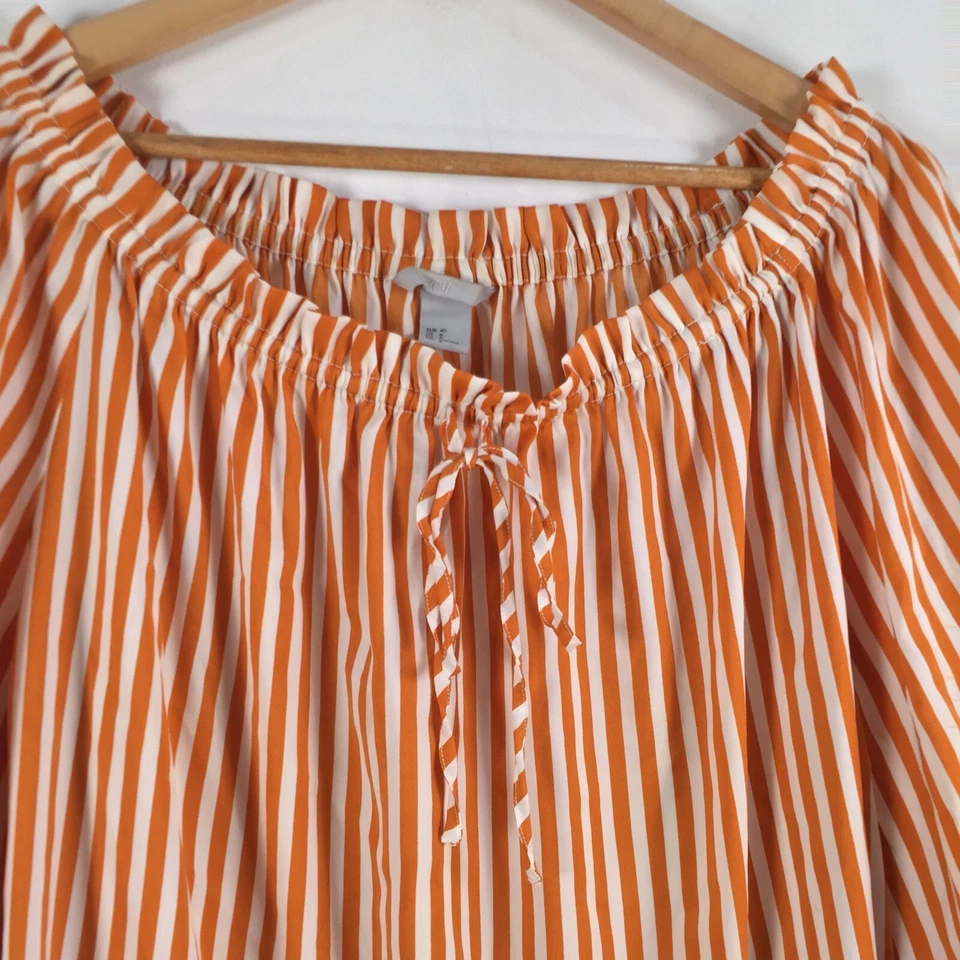 Blusa mujer H&M top talla US 8 aus 12 oversize naranja rayas manga 3/4058473 Foto 2 de 4
