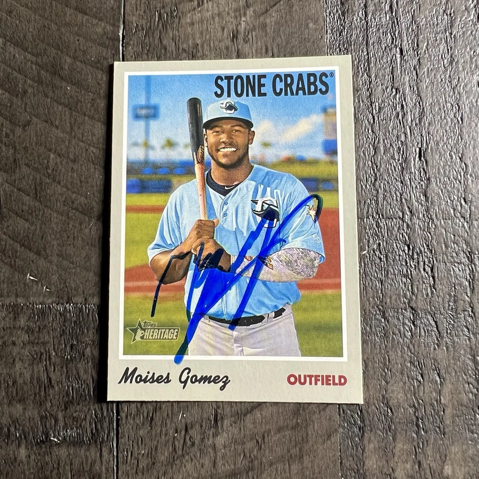 Topps Heritage 2019 Minor Moises Gomez Signed IP Auto Stone Crabs #4 Card AU - Image 2 of 4