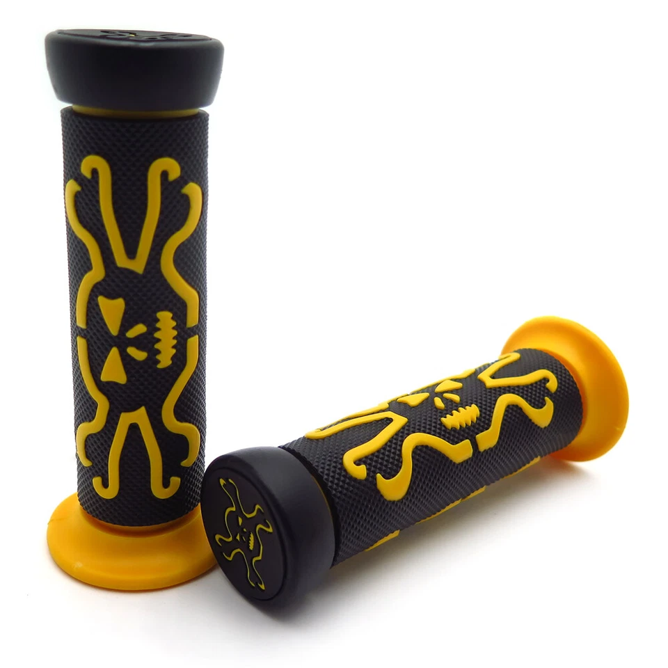 Empuñaduras de goma calavera amarilla 7/8"L 1"R para HONDA CBR 600 F3 F4iRR QUAD JET SKI Foto 2 de 4