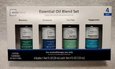 Mainstays 4 Pack Essential Oil Set, Rosemary Eucalyptus Tea Tree Peppermint New