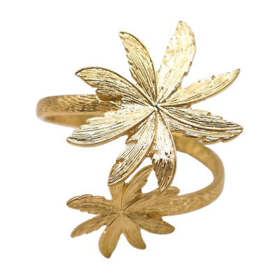 Women Wrist Arm Cuff Fashion Bracelet Gold Metal Flowers Wrap Around Greek Look