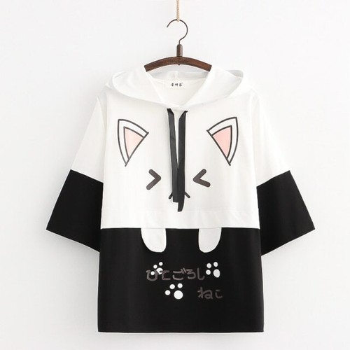 Pull à capuche Super Kawaii Cat Japonais Kpop Harajuku Vêtements Style Anime - Photo 18/18