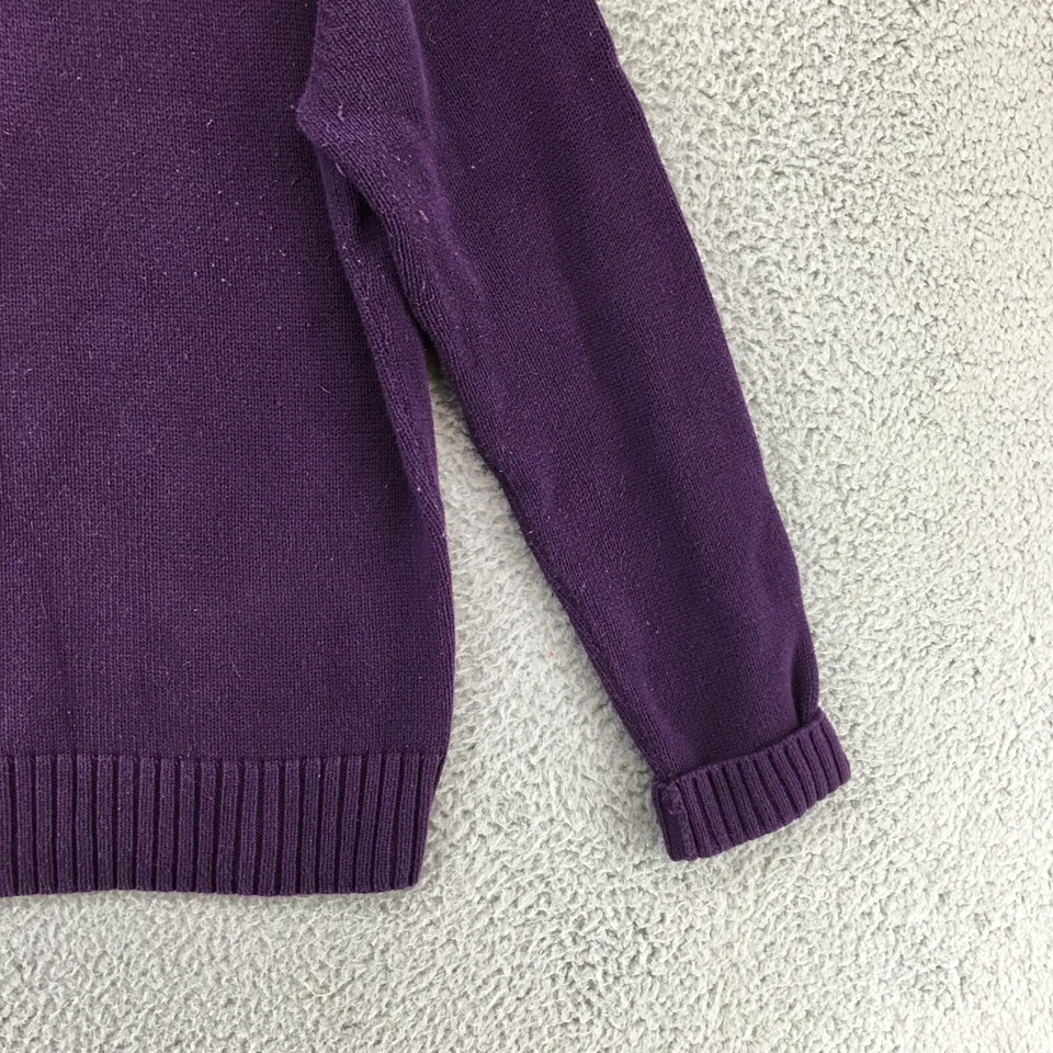 Suéter Suéter Jeanne Pierre para Mujer L Púrpura Algodón Sólido Cuello Tortuga Tejido Costilla Foto 3 de 4