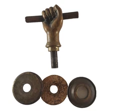 Brass Fist & Rod Finial Lamp & Post Topper Pull Hand Victorian Neoclassical