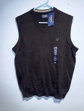 Chaps Men's Black Knit Sleeveless Sweater Vest M Cotton Lightweight