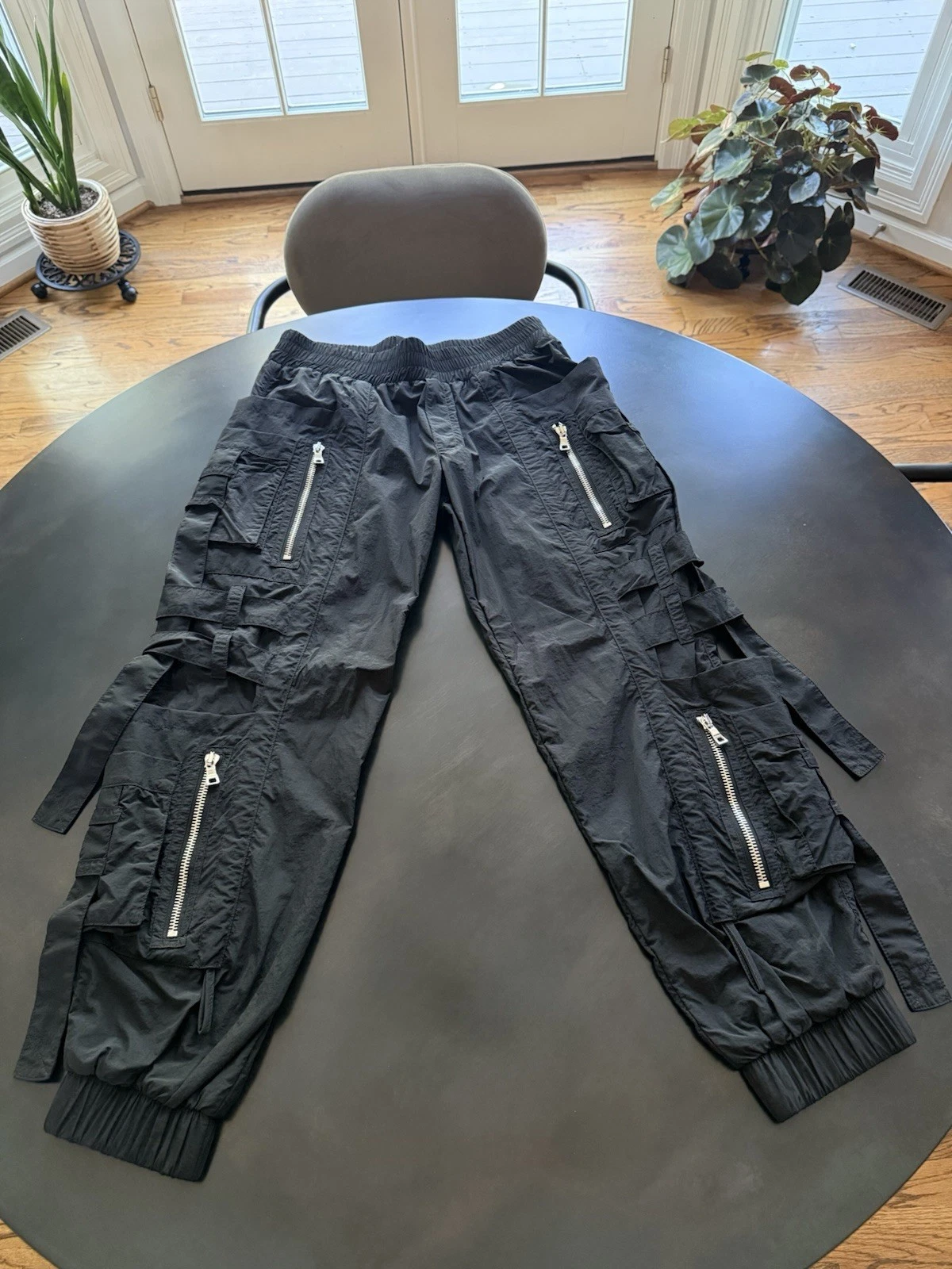Balmain — Balmain Black Cargo Technical Pants Size 48 Zipper Pockets Tactical Rapper Nylon
