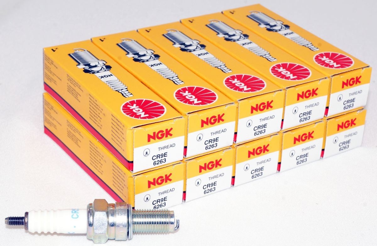 10 Pack Genuine NGK 6263 Threaded Nickel Spark Plug CR9E for Snowmobiles  Bikes