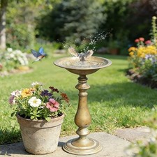 19"H Antique Pedestal Bird Bath for Outside ,Outdoor Garden Bird Bath  Metal