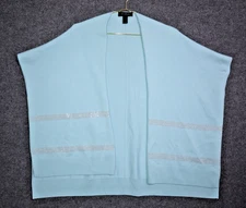 St John Poncho Women Small Blue Oversized Cape 100% Cashmere Shawl Cloak EUC