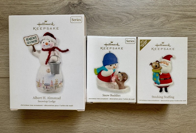 2012 Hallmark Lot of 3 Snow Buddies, Snowtop Lodge Christmas Ornaments
