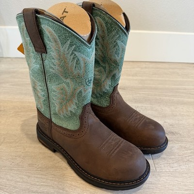 Ariat Tracey Work Boots Brown/Turquoise WP Comp Toe Womens US 8 B Medium - NEW