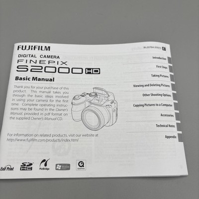 FUJIFILM FinePix Digital Camera S2000 HD Basic Instruction Manual