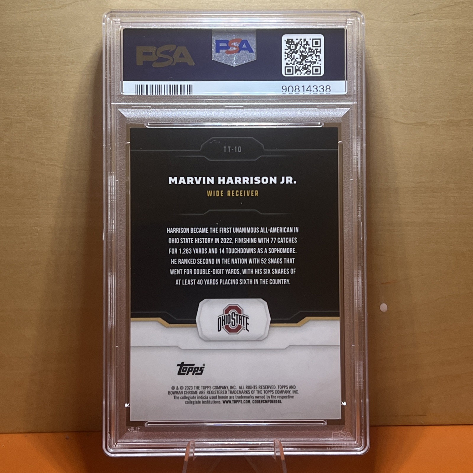 2023 Bowman Chrome U Sapphire MARVIN HARRISON JR. Treasured Talent PSA 9 MINT view 2