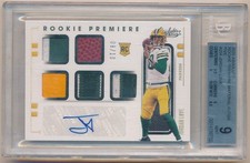 JORDAN LOVE 2020 ABSOLUTE RC PREMIERE AUTOGRAPH FIVE PATCH AUTO SP #08/10 BGS 9