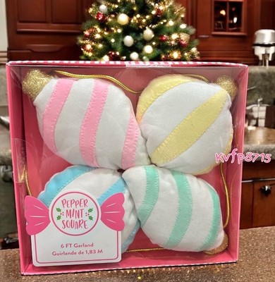 Pepper Mint Square Light Bulb Pastel Pink Blue Gold 6 Ft Garland Christmas Decor