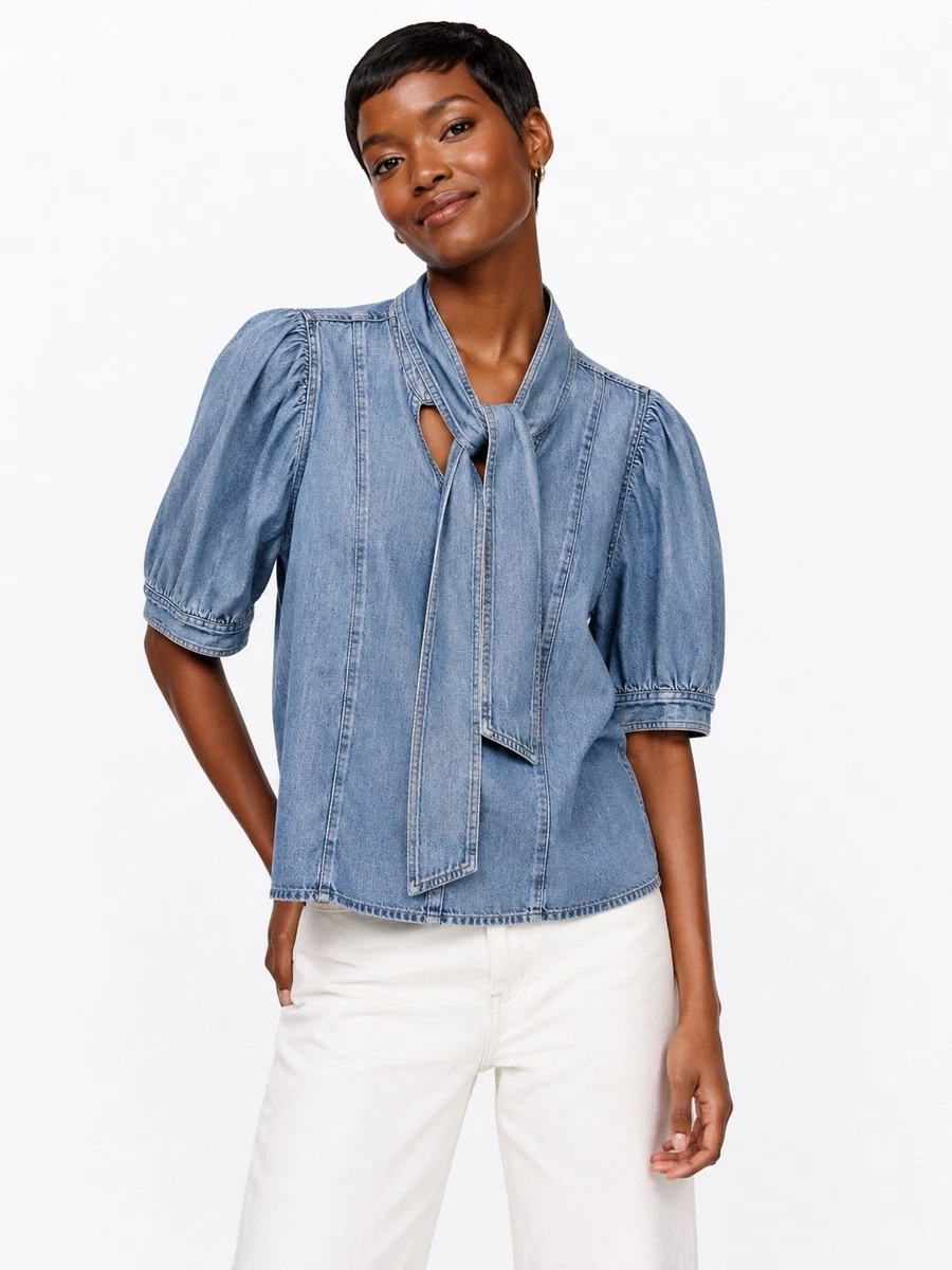 Chambray Short Sleeve Tops for Women for sale | eBay
