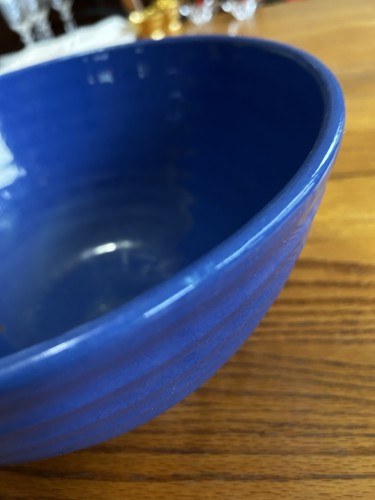 VINTAGE BAUER POTTERY RINGWARE COBALTO #9 CIOTOLA DI MISCELAZIONE 10 5/8" DIAMETRO 5 1/2" ALTEZZA - Foto 10 di 21