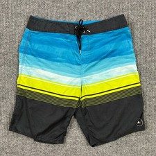 O'Neill Mens Board Shorts Size 34 Striped Surf Swim Trunks Pull On Drawstring