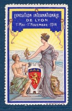 Cindirella Erinnophilie vignette timbre exposition internationale Lyon 1914 luxe