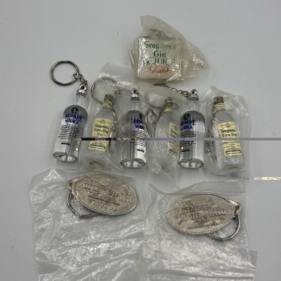 Vintage Advertising Keychain Lot Absolut Don Julio Seagram s Promo NOS 9 Pc