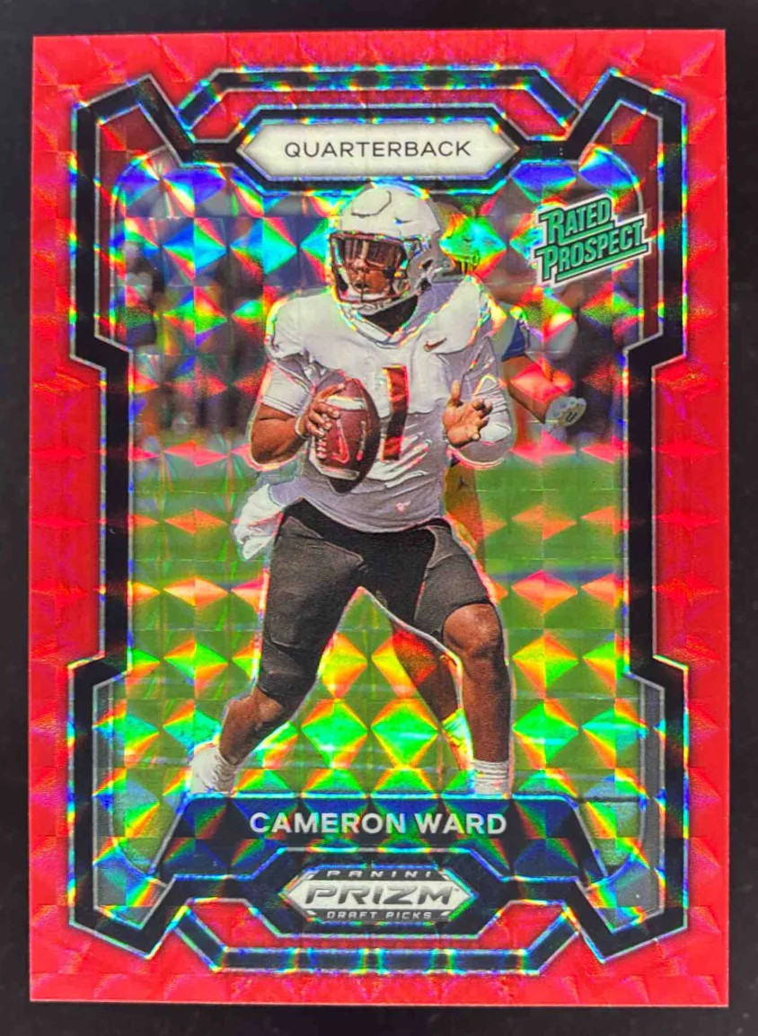 2024 Panini Prizm Collegiate Draft Picks Red Finite Prizm Cameron Ward /125