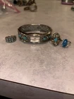 New ListingVintage Turquoise Jewelry Lot: 3 Small Rings And A Bracelet Watch Costume