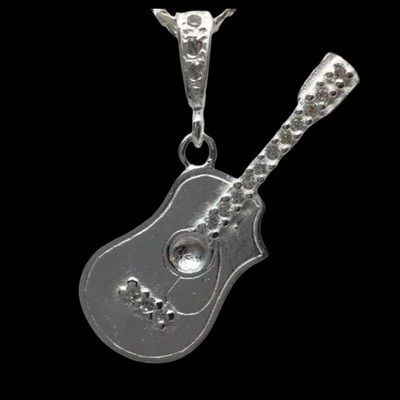 925 Sterlingsilber mexikanische Akustikgitarre Anhänger handgefertigt in Taxco Mexiko