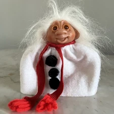 Vintage Troll Doll 5" Dam Norfin Christmas Snowman Whit Hair Frostbite