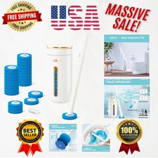 Elegant Disposable Toilet Brush Set with 24 Refills and Automatic Storage Caddy
