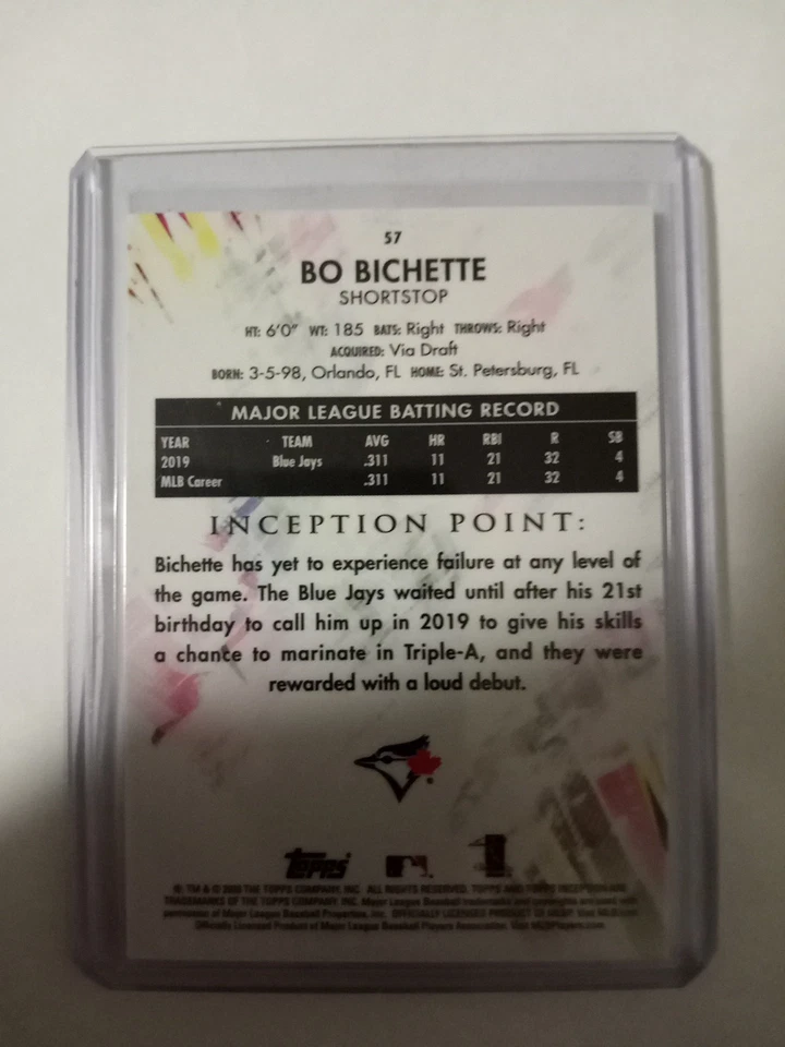 2020 Topps Inception Magenta Bo Bichette #57 RC /99 - Image 2 of 4