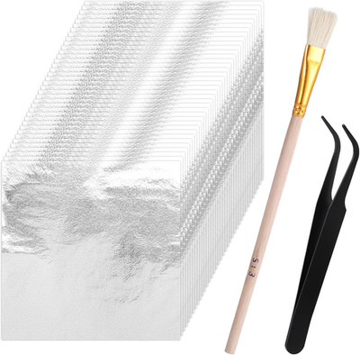 Silver Leaf Sheets 200 PCS Silver Foil Paper Silver-Foil Paper for Painting Gild