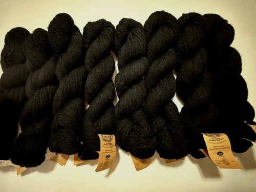 8 skeins Jamieson's Shetland dk, color 999 black, 2oz approx. 170 yards each - product listing photo
