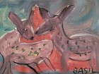 Two Fawns Nestled Together Original 9x12 Acrylic Wildlife Painting. — photo 3