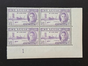 St Lucia 1946 Victory Peace Omnibus Issue Sc 127. SG 142 BLOCK of 4 MNH SHEET #1