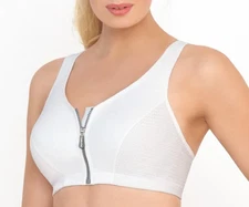Glamorise HIGH-IMPACT Sport Bra White 44B (SECURE-ZIP-CLOSURE) WICKS-U-DRY NEW