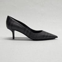 Burberry Checked 55mm Pumps Black Grey  8048630 EU37 UK4