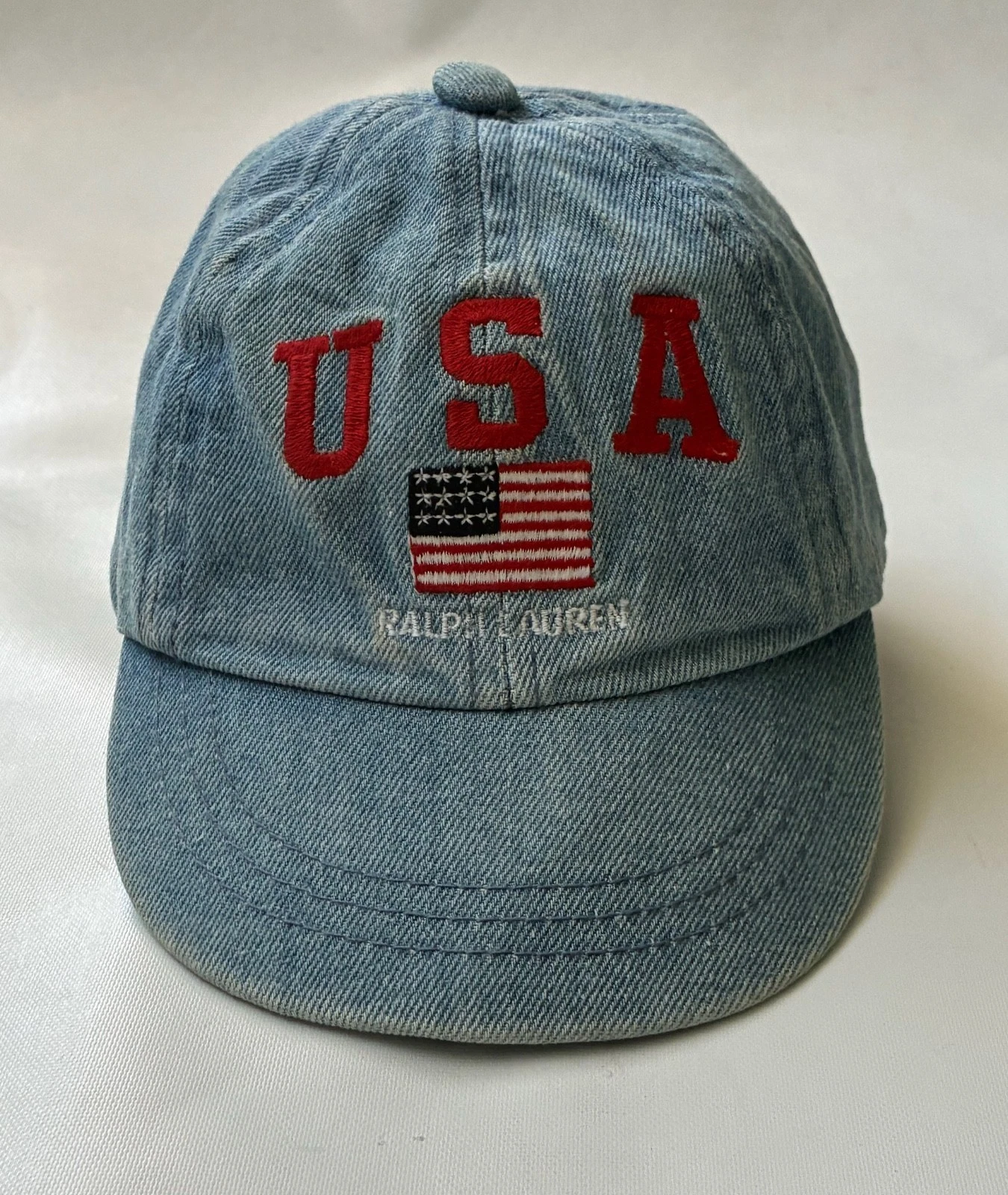 Vintage Ralph Lauren Infant Denim Hat Cap USA Flag One Size Cotton
Opens in a new window or tab