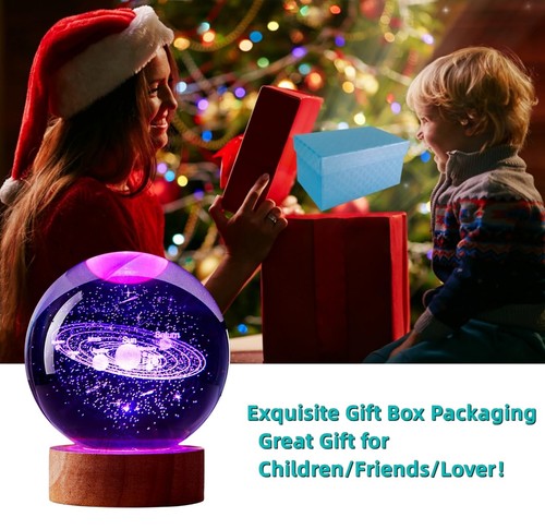 Bola de Cristal Solar Luz Nocturna, Lámpara de Cristal Galaxia 3D de 3,15 Pulgadas con LED Woo... - Imagen 4 de 9