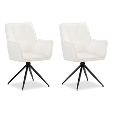 Chaise Salle Manger Bureau Bistrot 2 Fauteuils Pivotant Tissu Blanc Homestyle4u
