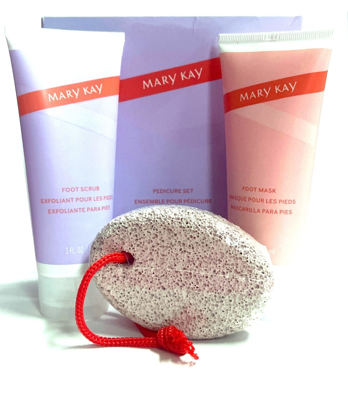 MARY KAY PEDICURE SET~FOOT SCRUB, FOOT MASK & PUMICE STONE~N