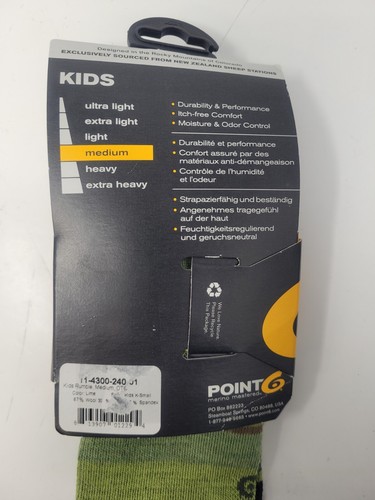 Point6 Merino Wool Kids Medium Over the Calf Socks (Size X-Small) 6T-8T Lime - Picture 3 of 4