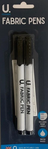 Fabric Pen with labels Laundry Name Labels Black Name TAGS 2 X Fabric Markers