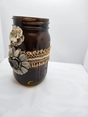 Brown Decorated Glass Mason Jar Decor - Picture 3 of 7