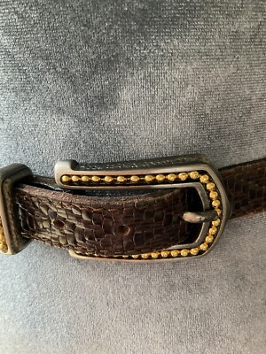 Vintage Nanni Made in Italy Silver Leather Metal Chain Woven  display picture 1
