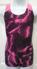 Shorty unitard Black Lightning Print Ch/ladies Florescent colors Gymnastics