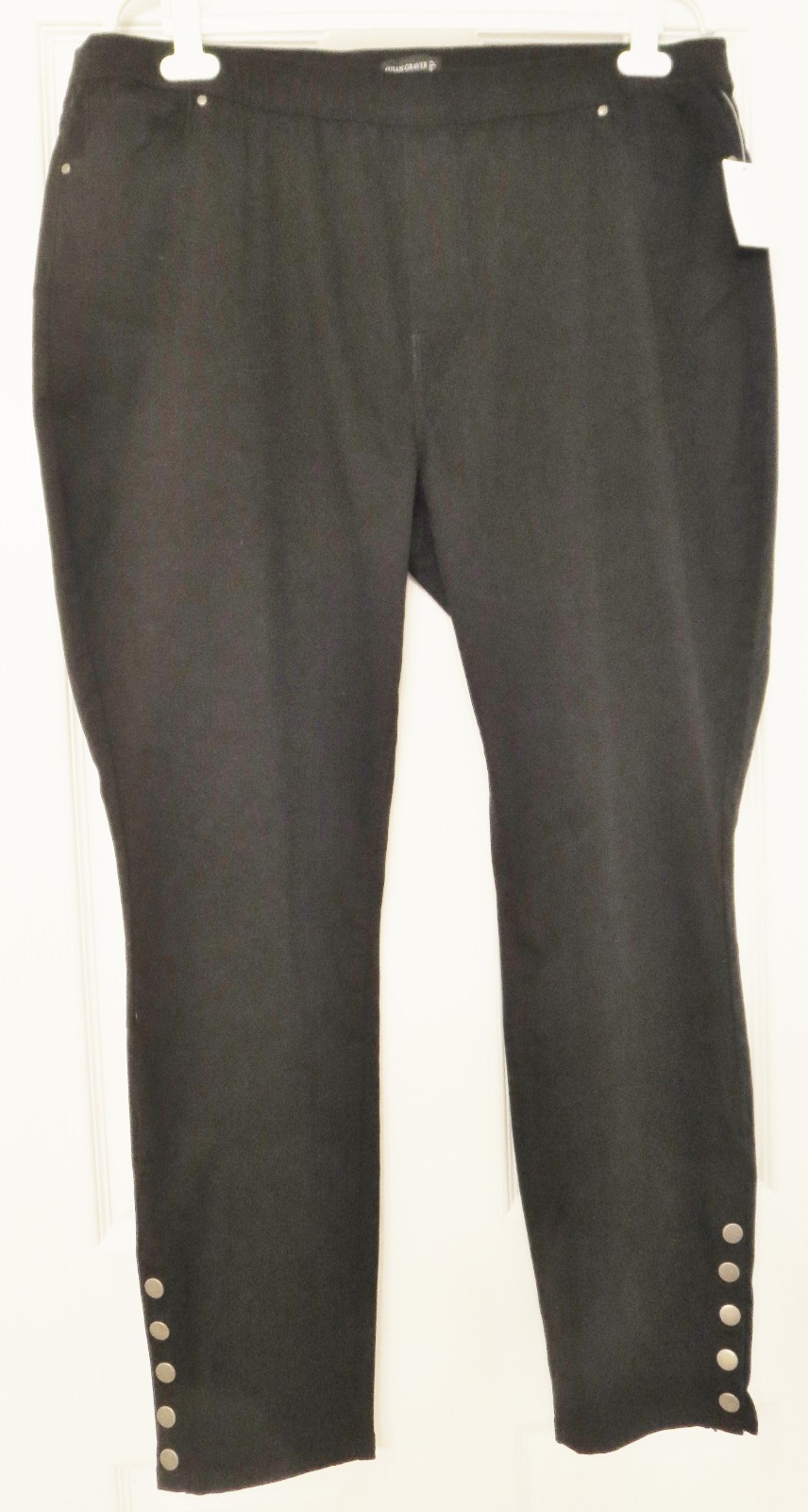 NWT Women's Susan Graver Stretch Sateen Pull-On Leggings with Snaps - 20W