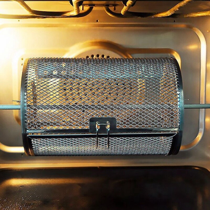 Panier à Griller Rotatif Parliky 12x23cm - Pour Poulet, Légumes, Frites, Compatible BBQ Et Four