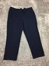 Talbots The Perfect Crop Pants Womens Size 14 Blue Cotton Chino